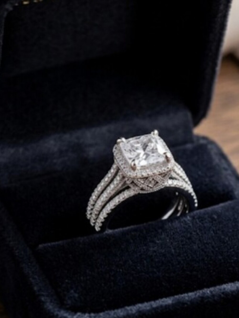 925 Sterling Silver Vintage Halo/Cushion/Pave Statement Ring ~ High Setting/Sz 7